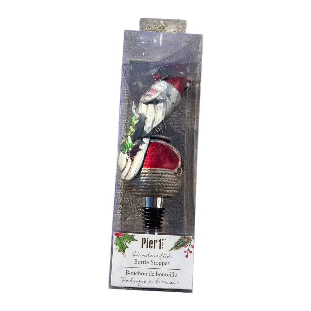 Pier 1 Imports Handcrafted Bottle Stopper Santa Claus Topper